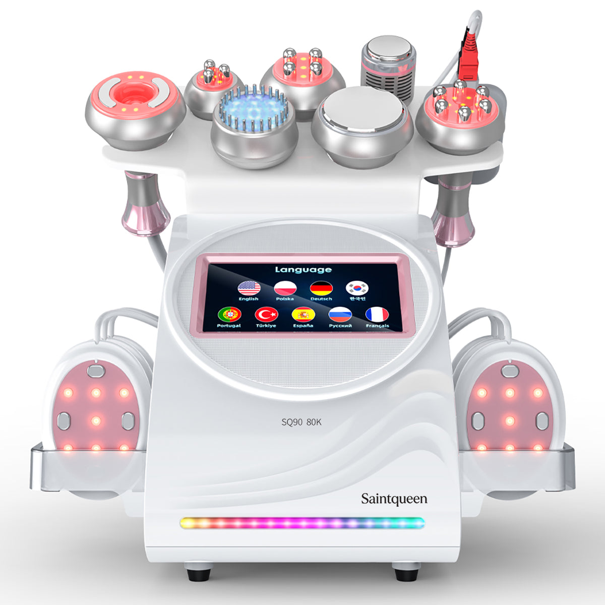 SQ90E Plus 9-in-1 80Kキャビテーション｜RF、吸引、EMS、冷却、レーザーパッド