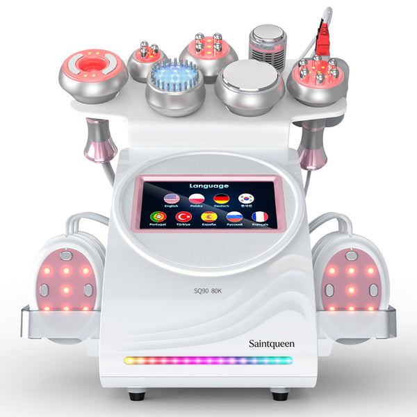 SQ90E Plus 9-in-1 80Kキャビテーション｜RF、吸引、EMS、冷却、レーザーパッド